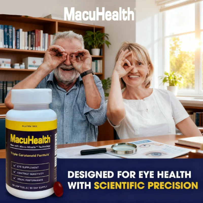 تركيبة Macuhealth Triple Carotene - تحتوي على لوتين، فيتامين العين للبالغين، تحسين صحة العين والعناية بالعين، 90 كبسولة جيلاتينية ناعمة