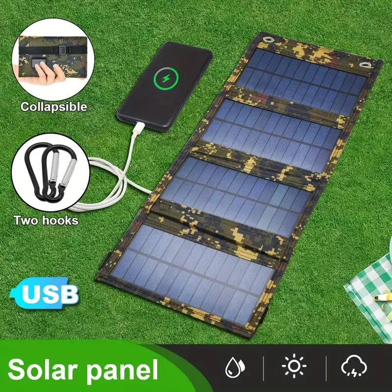 Portable USB Foldable Solar Panel, Folding Solar Panels For Travel, Mobile Phone Charging Bank, Flashlight, Fan, Mobile Phone Ba image 2