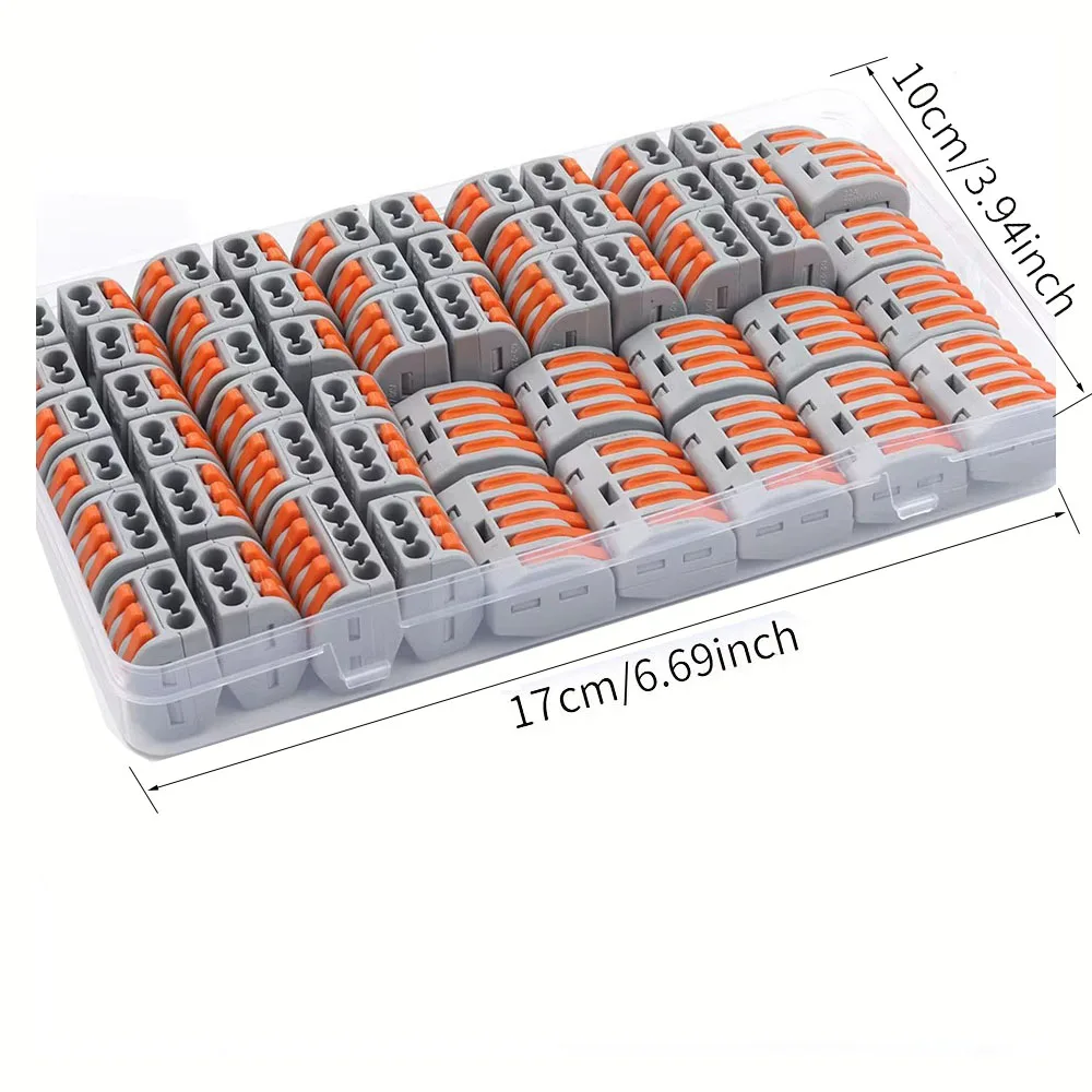 55 موصلات سلكية سريعة، موصلات رافعة دفع سريع، كتل طرفية كهربائية مع صندوق تخزين، للأسلاك #2