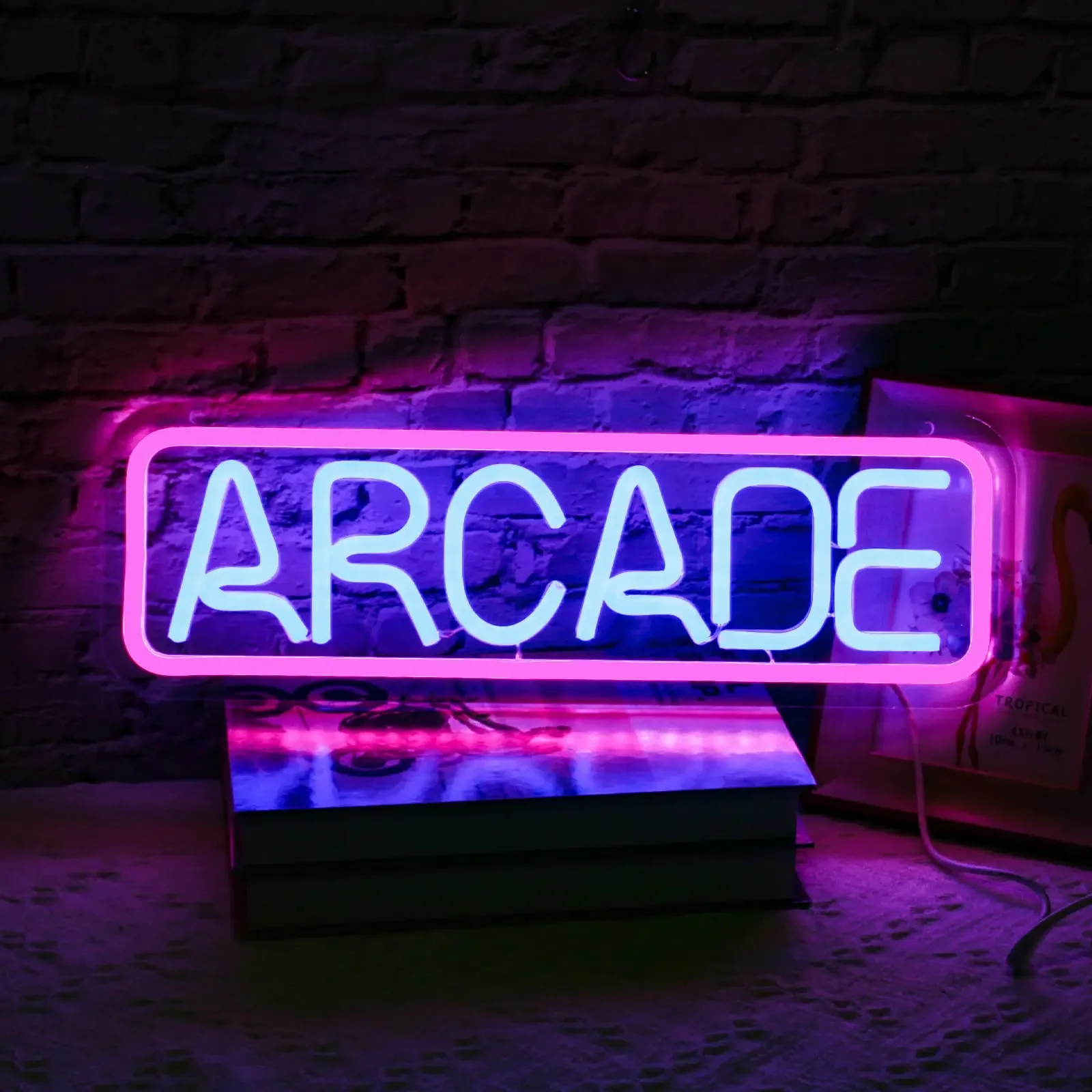 Arcade Neon Sign Dimmable Neon Light Led Words Arcade Signs Light Up Letters Neon Sign For Game Room Home Bar Pub Gift USB