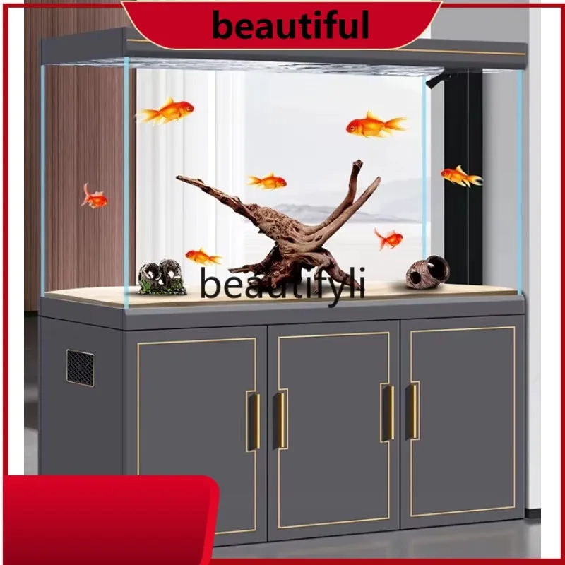 Fish tank living room large aquarium partition light luxury ultra-white screen floor 2024 new entrance H