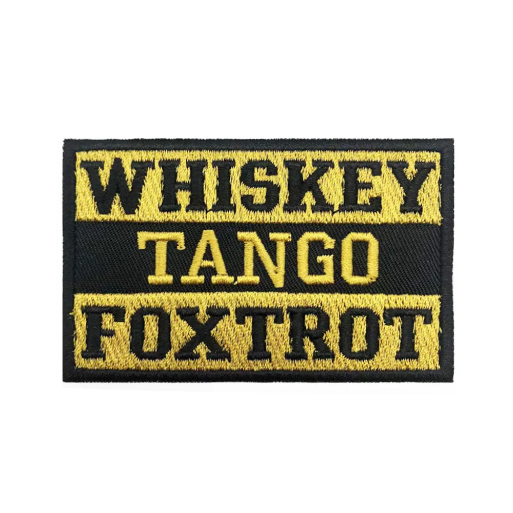 WHISKEY TANGO FOXTROT Patches Armband Embroidered Patch Hook & Loop Iron On Embroidery  Badge Military Stripe