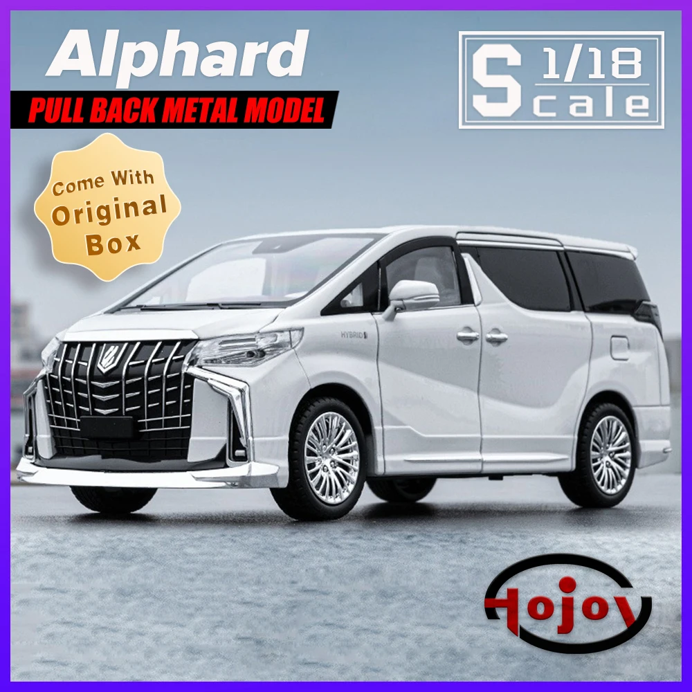 

[Original Boxed] Scale 1/18 Alphard MPV Large Size Metal Cars Toys Diecast Alloy Car Model for Boys Kids Toy Vehicle Sound Light