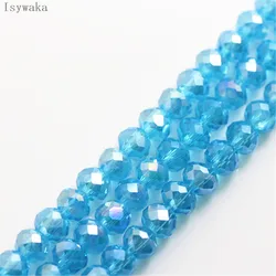 Isywaka Lake blue ab Color  6*8mm 65pcs Rondelle  Austria faceted Crystal Glass Bead Loose Spacer Round Bead for Jewelry Making