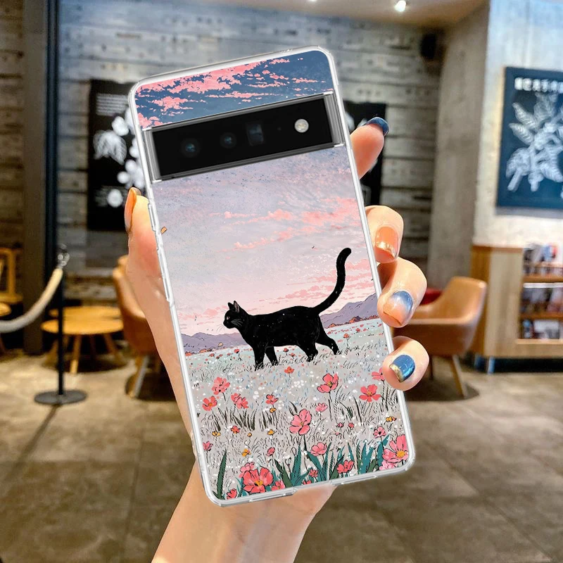 حافظة لهاتف جوجل بيكسل 9 8 7 برو 8A 7A 6A 6 Pro XL 5 4 5A 4A 3A 5G غطاء شفاف ناعم من البولي يوريثان اللطيف