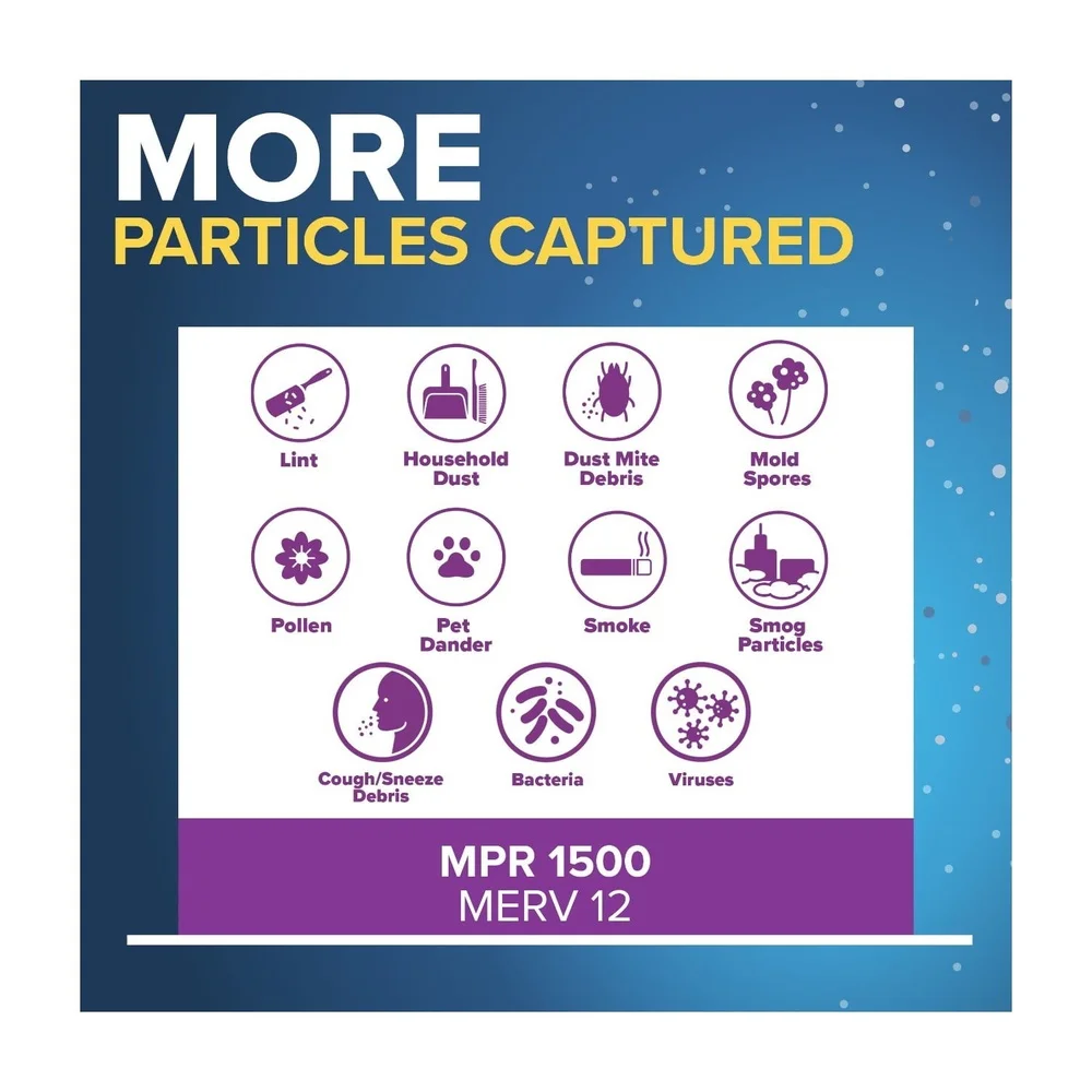 Filtro de aire HVAC 16x25x1 MPR 1500 MERV 12 bacterias alérgenas Virus certificado Asma filtro electrostático plisado amigable con alergias