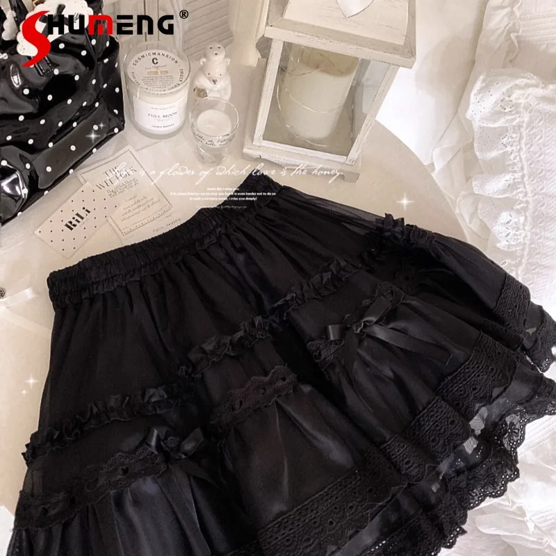 

Lace Short Skirt Narcissus Mesh Retro French Sweet Girl High-Grade Bubble Gauze Skirt For Women's Clothes Kawaii Y2k Mini Skirts