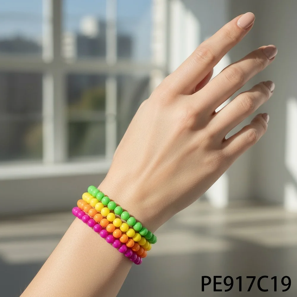 مجموعة أساور مطرزة ملونة كلاسيكية من PESENAR 80s - إكسسوارات حفلات نابضة بالحياة في الثمانينيات رائعة للعب الأدوار والكوسبلاي