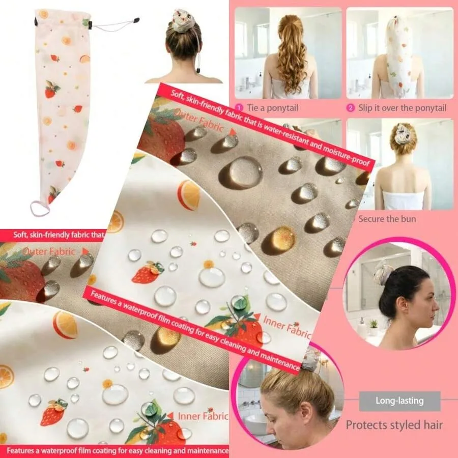 

Crown Washing Shower Cap Ponytail Waterproof Hair Sleeve For Long Hair Reusable Adjustable Shower Caps For Women Hair Wash Wate
