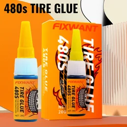 FIXWANT 480S, sellador de pegamento negro para reparación de neumáticos de coche, súper masilla de goma para neumáticos exteriores, grietas de pared, fijación lateral, 20g