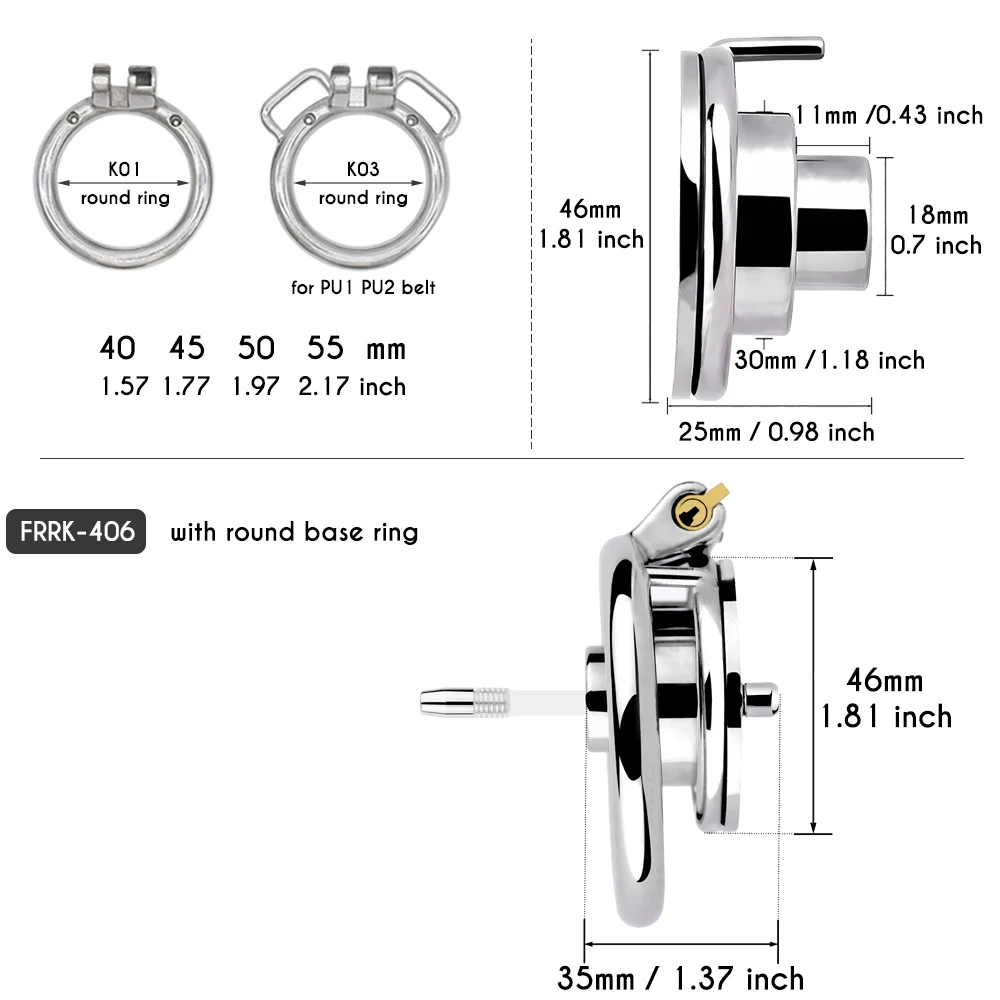 FRRK BDSM Inverted Chastity Cage With Dildo Negative Cock Cage Chastity Belt Metal Cylinder Penis Rings Adults Sex Toys