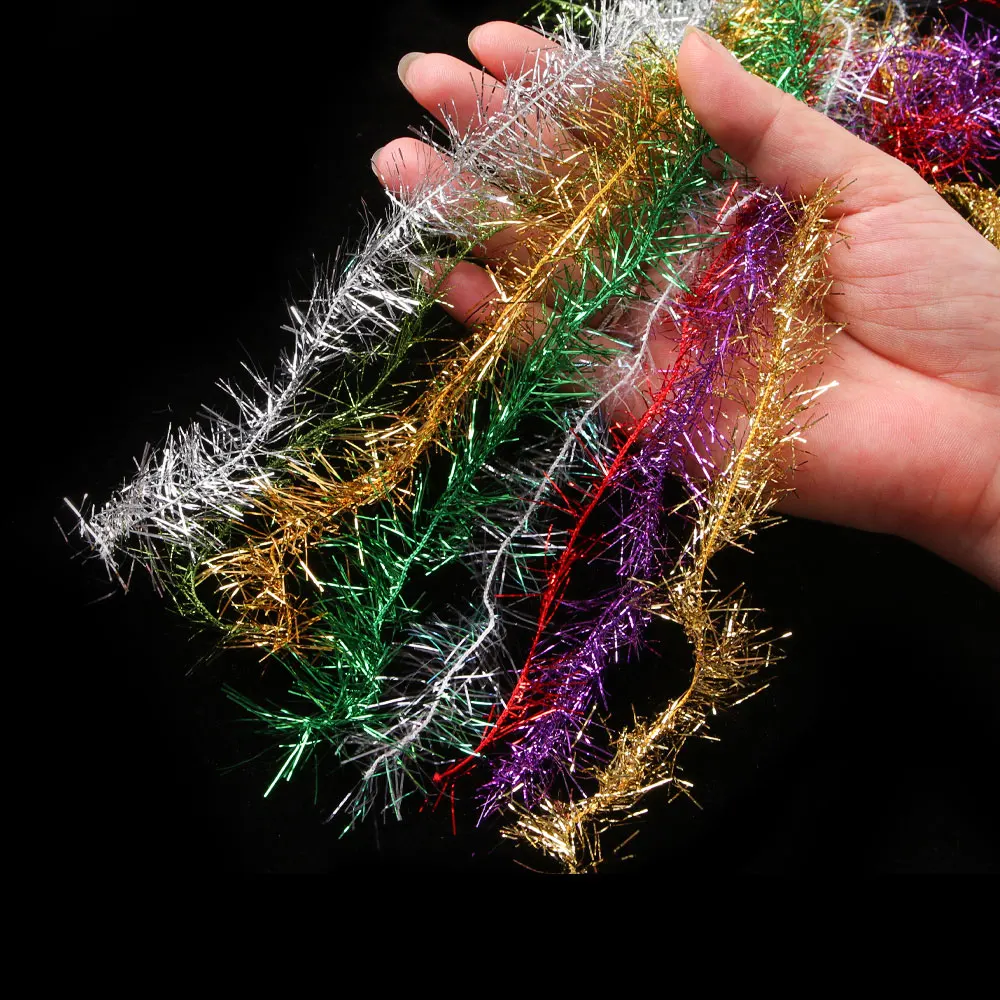 2 m/opakowanie 3,0 ~ 3,5 cm szerokości lodowy szenil materiał do wiązania much długie włosy szenil kryształ Flash Marabou Jig przynęta słonowodna Streamer Fly