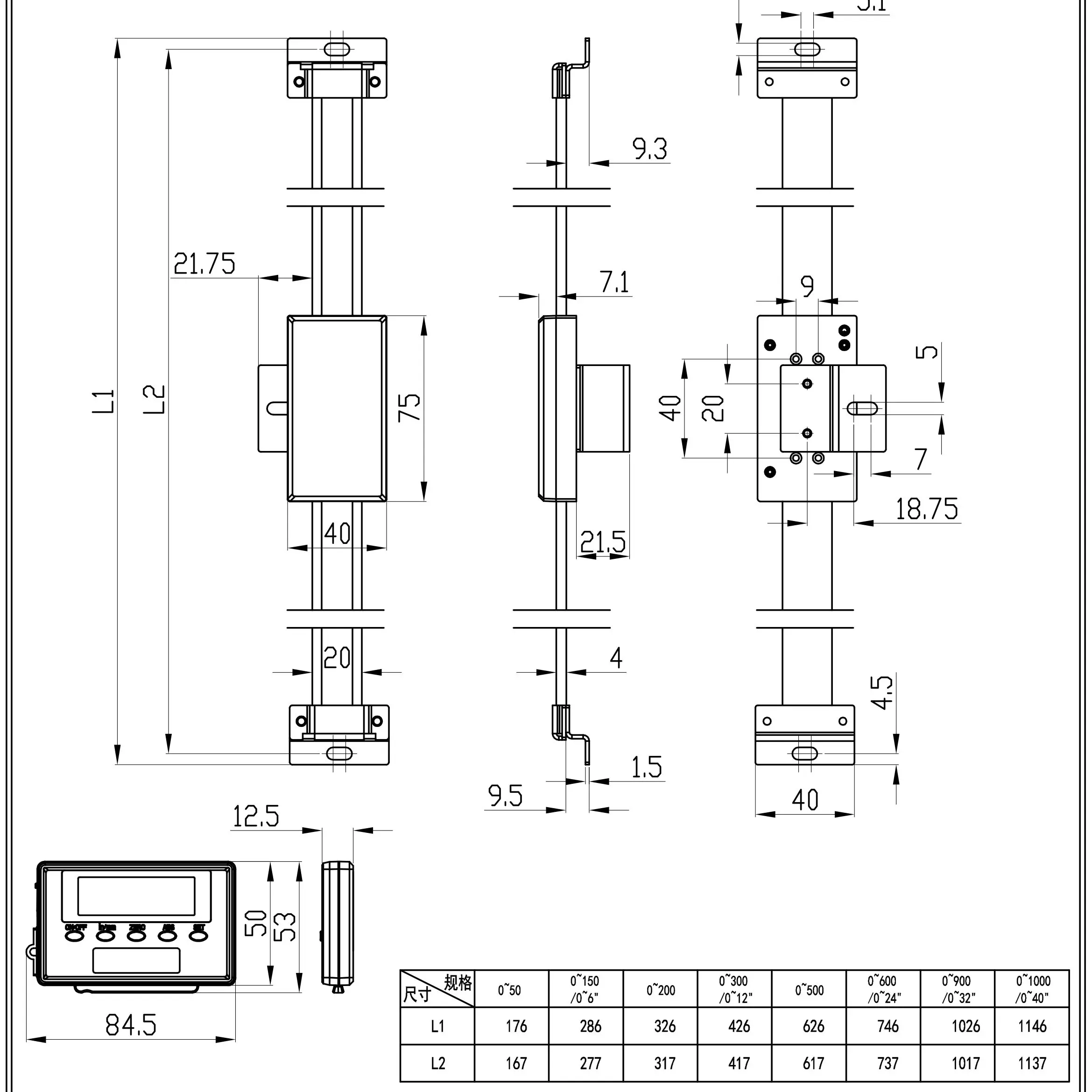 DRO Magnetic Digitalanzeige 0-150mm/0-200mm/0-300mm 0,01mm  digital display digital linear scale Digital display ruler displace