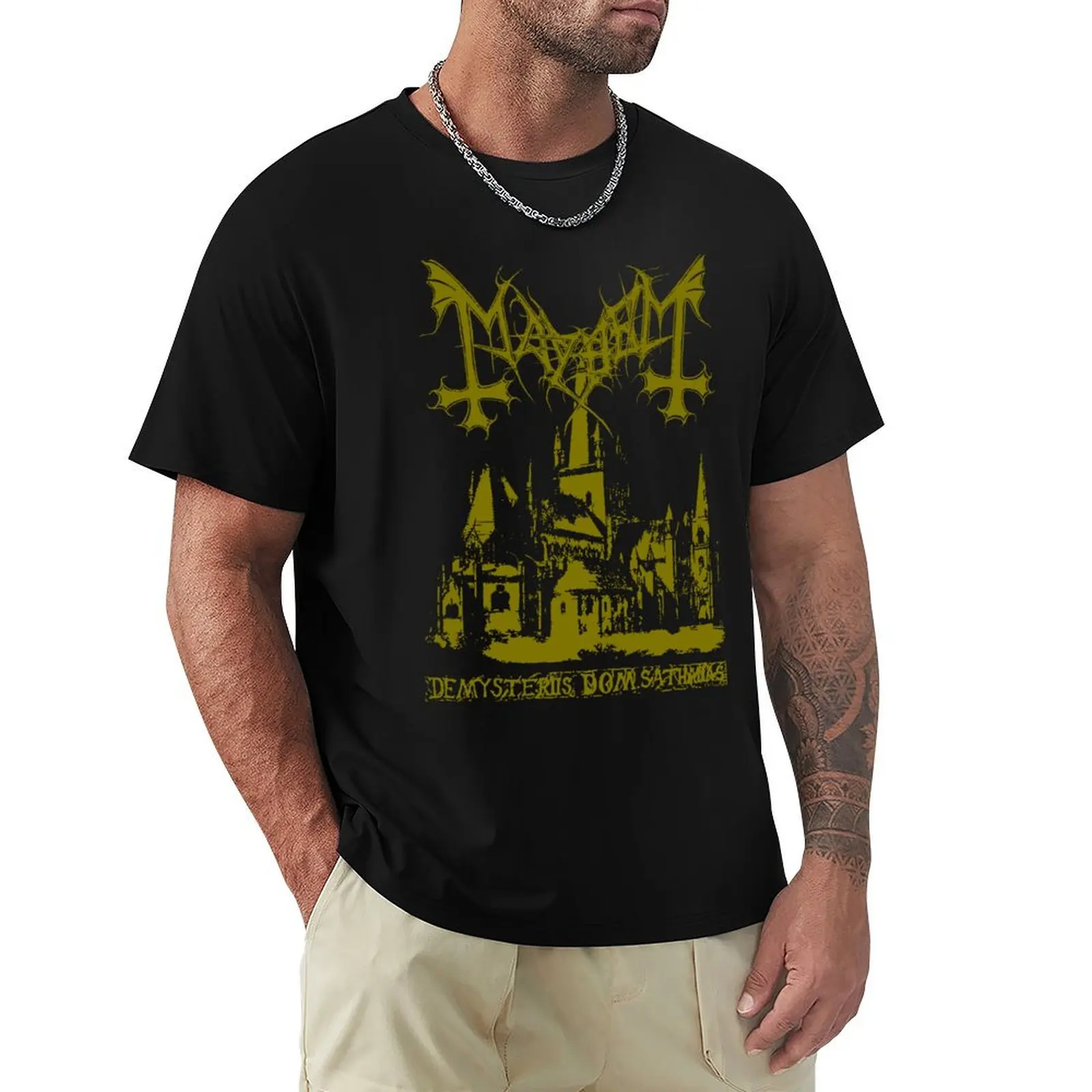 

Mayhem - Norway Band - Original Logo - Fanart De Mysteriis Dom Sathanas Gold T-Shirt summer clothes plain black t shirts men