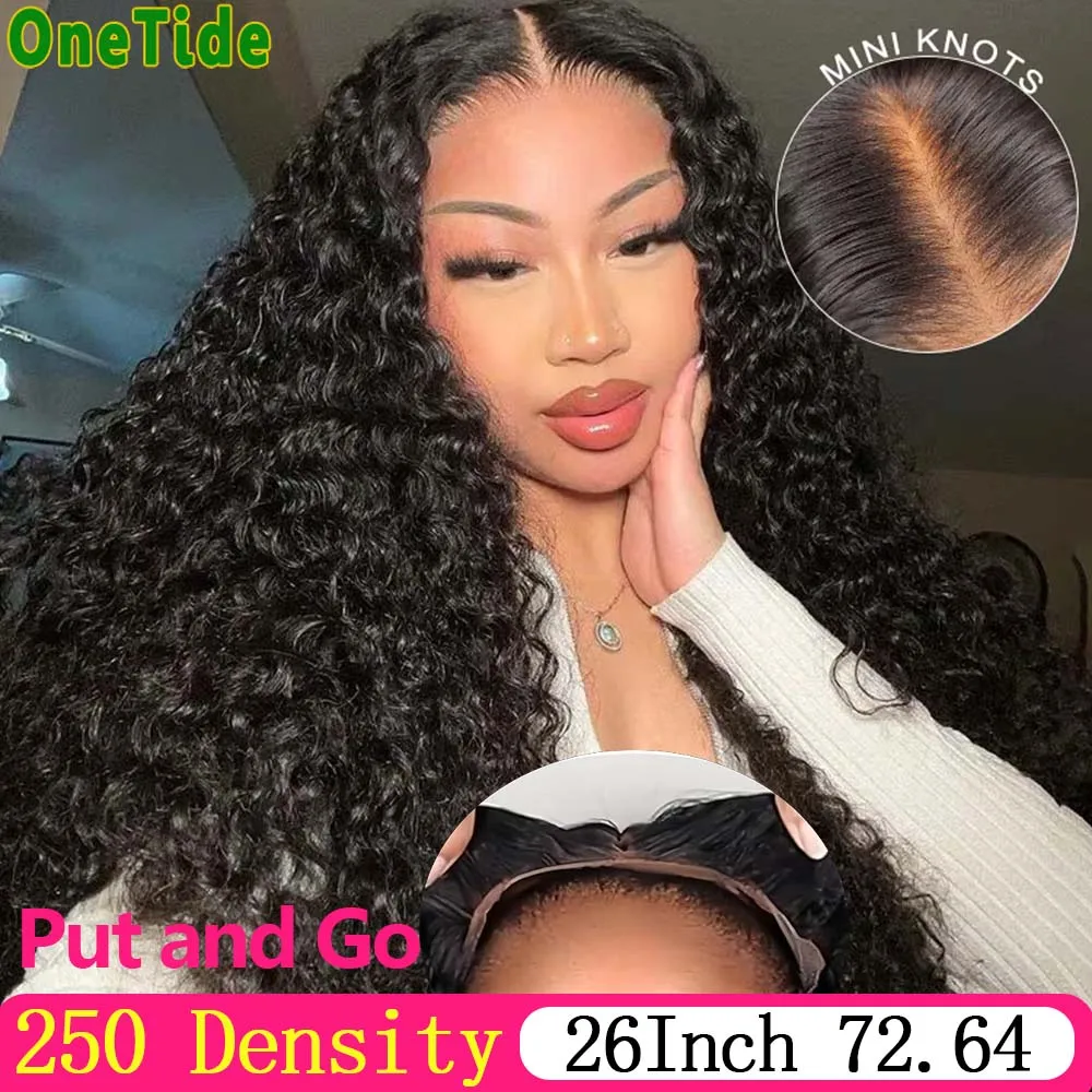 250 Density Curly Human Hair Glueless Wig Human Hair Ready To Wear Pre Cut 4X4 Lace Closure Wigs for Women Human Hair Wigs