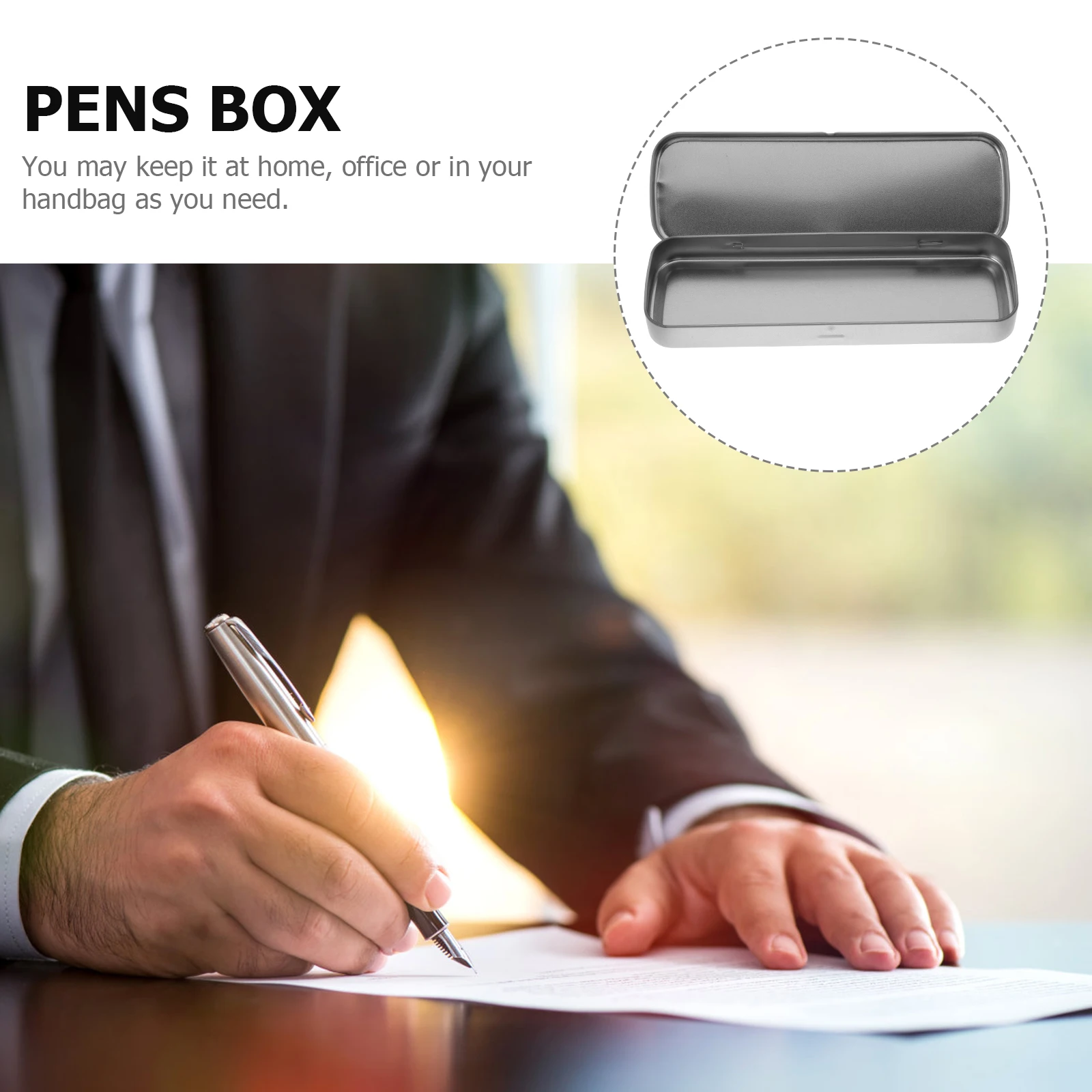 

2 Pcs Silver Gray Metal Stationery Boxes Durable Tinplate Pencil Cases Visual Window Design for School Bulk Empty Storage
