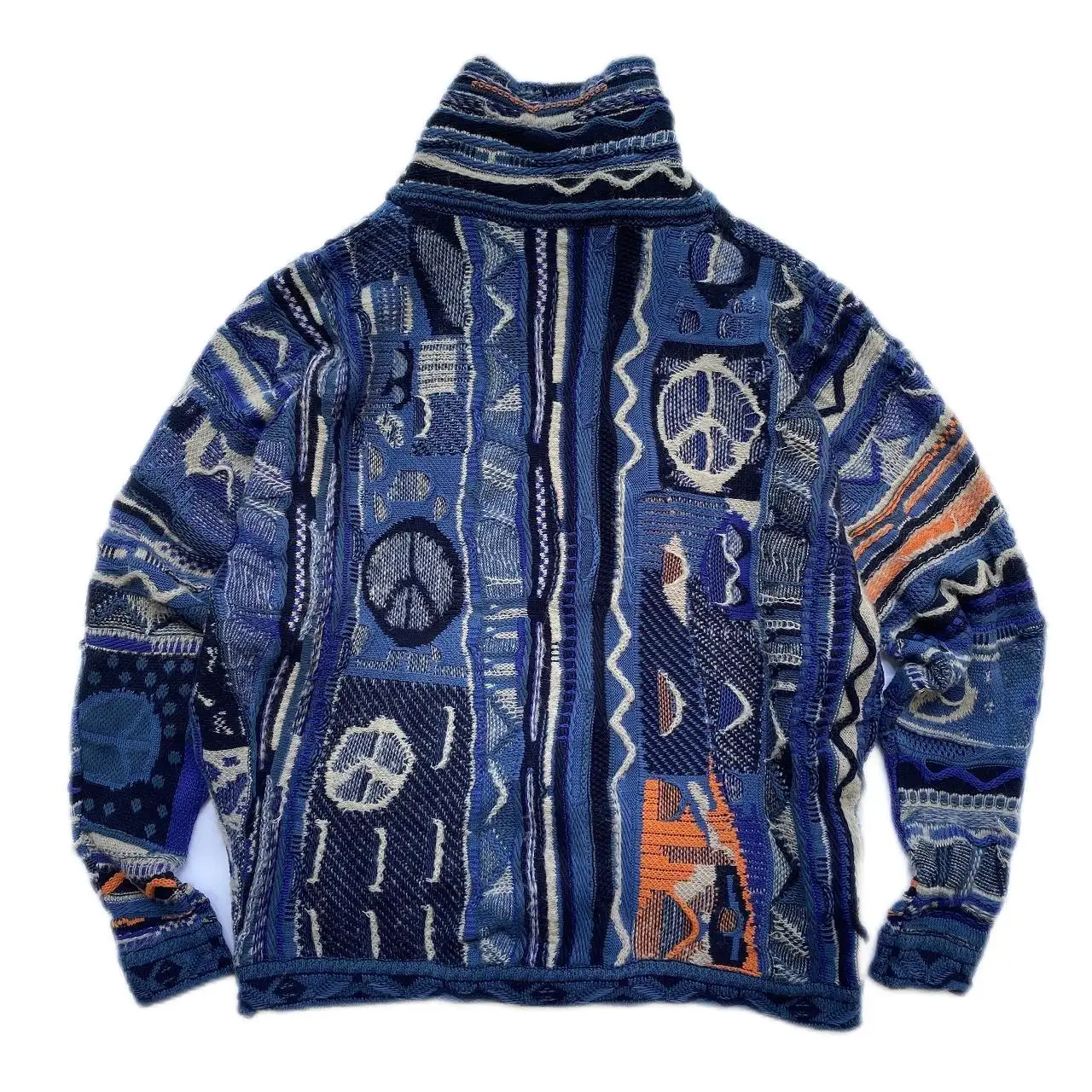 

Japanese Kapital Vintage Heavy Industry V-Neck Retro Long Sleeve Sweater Knitted Pullover Men Thickened Loose Cardigan