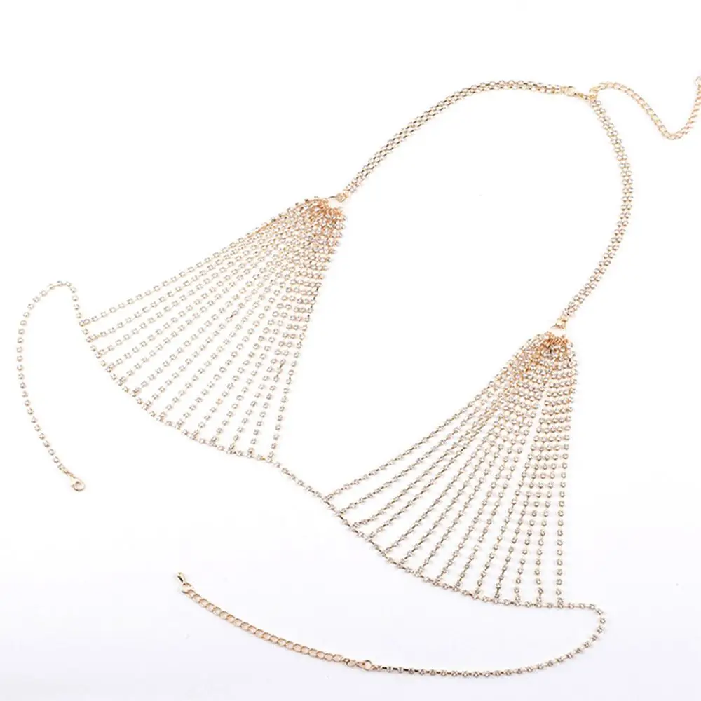 مهرجان الجسم المرأة مثير الساحرة لامعة بيكيني سلسلة الملابس الداخلية الصدرية مجوهرات كريستال مجوهرات #4