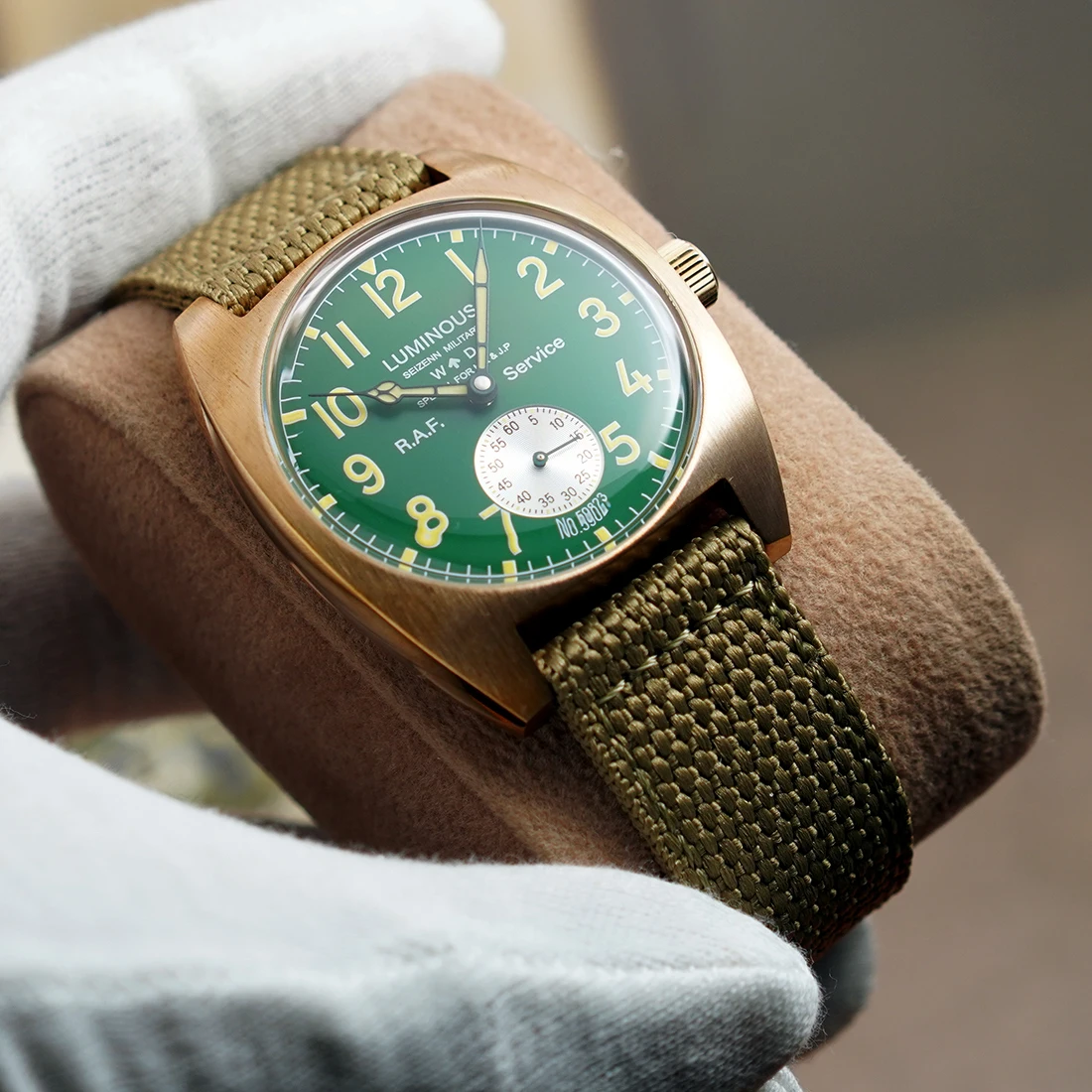 NEW Seizenn W10 Field Watch Retro Arrow Pilot Watch Men Mechanical Manual Hand Wind Luminous Merkur CUSN8 Bronze Turtle Case WWW