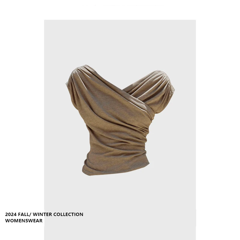 

Женская футболка Forever 2 с V-образным вырезом и асимметричным перекрестным дизайном, модный топ для весны и осени, стильный вариант для повседневной носки