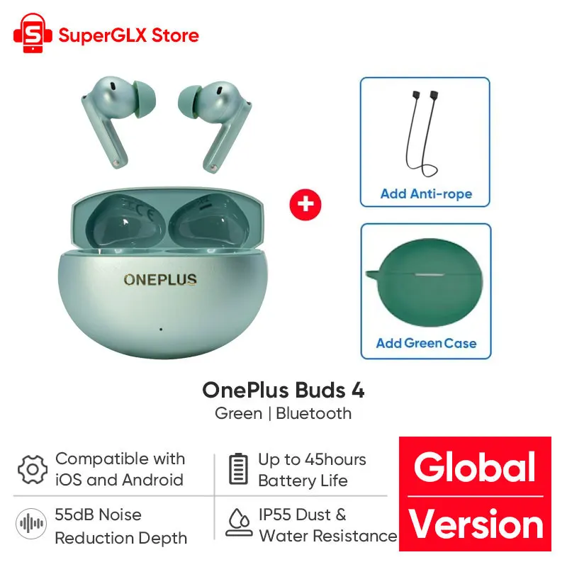 Global Version OnePlus Buds 4 True Wireless AI Call Noise Cancelling Earphones 55dB Long Range IP55 Waterproof Portable Earbuds image 3