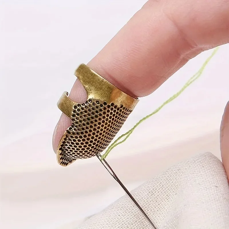 Adjustable Vintage Sewing Thimble, Handmade Non-slip Embroidery against Ring, Vintage Needle Presser Needle Hoop Finger Holder