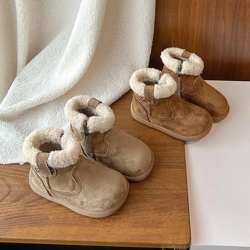 

Kawaii Casual Shoe Fashion Childrens Shoes Girls Snow Boots 2025 New Winter Children Big Cotton Shoes Plush Thickened Big Kids