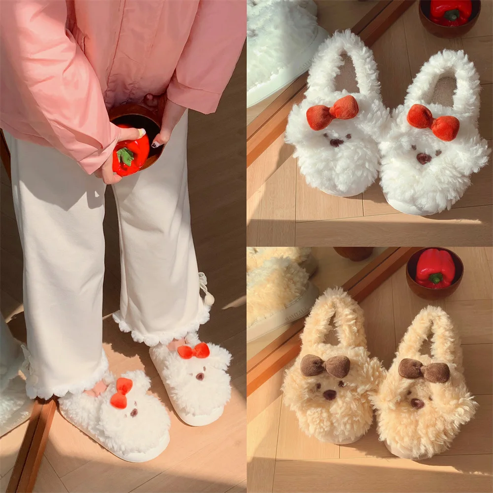 

Funny Bear Women Home Slippers Ladies' Hearts, Cute Cartoon Puppies, Cotton Slippers, Winter New Styles, Bag Heels, Warm Shoes