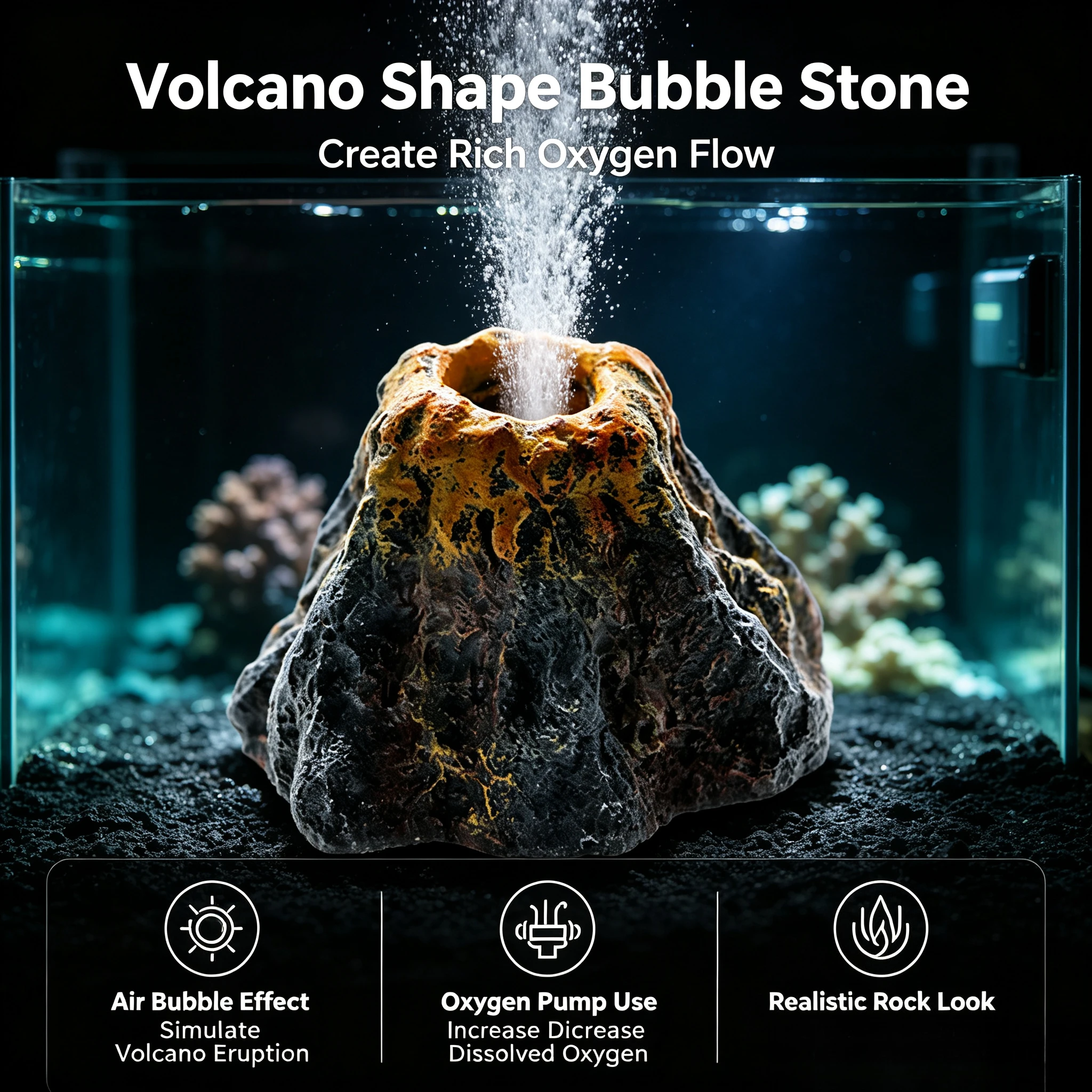 Aquarium Volcano Shape Air Bubble Stone Oxygen Pump Decoration Bubble Stone Tank Plate Air Pump Aquarium Fish Tank Decoration