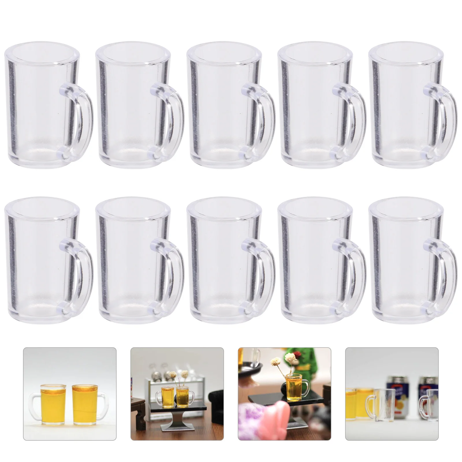 

10 Pcs Dollhouse Beer Mug Glasses Tiny Decors Model Miniature Mugs Resin Simulated Cups Decorative