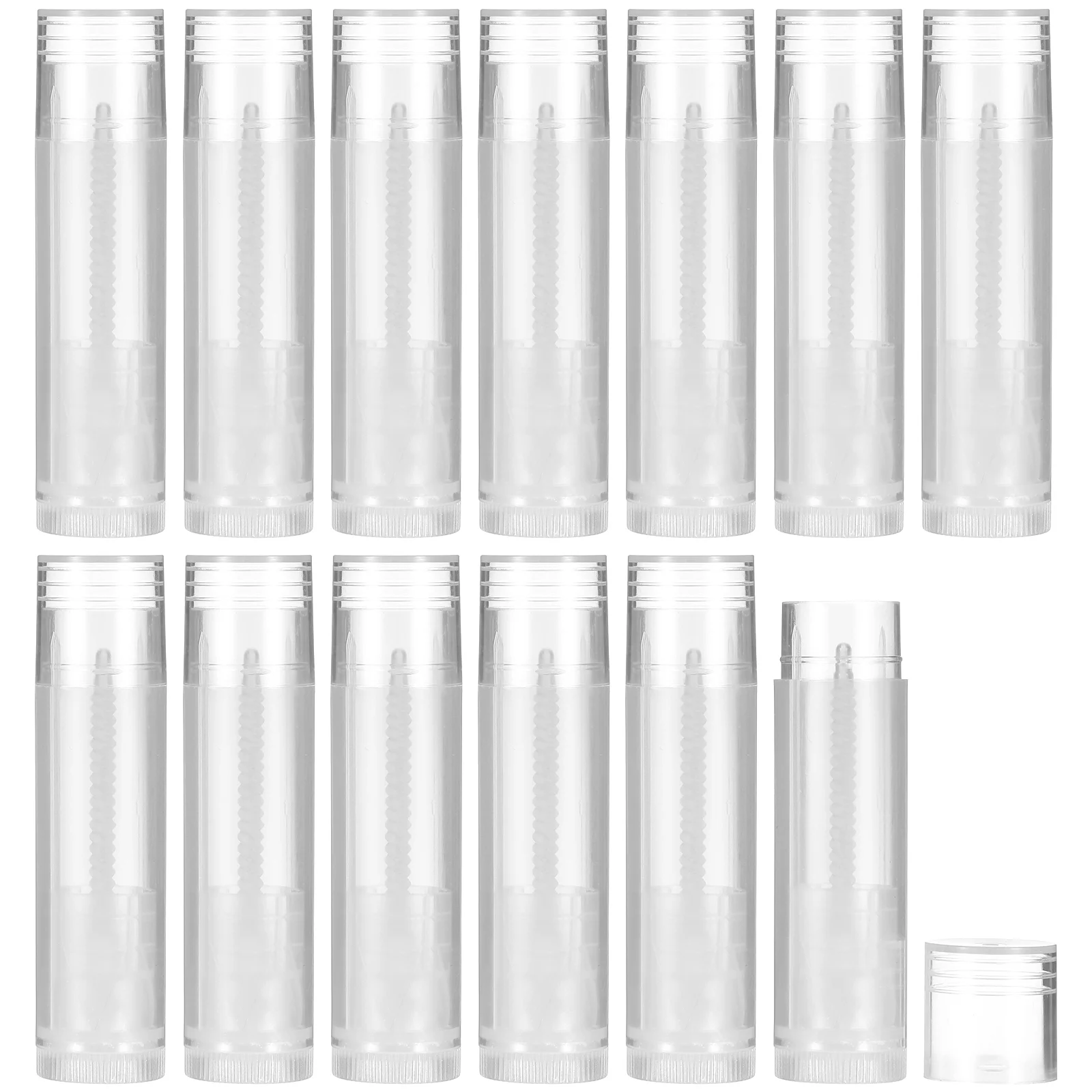 

50 Pcs Tube Lipstick Storage Container Tubes Dispenser Empty with Push Wheel Cap