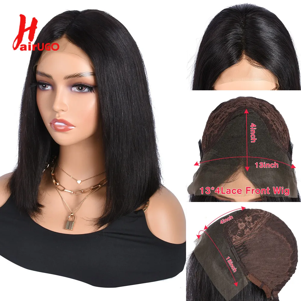 

HairUGo BOB Wigs Lace Front Wigs Natural Color 4x4 Lace Closure Short Bob Wigs Brazilian Straight Bob Human Hair Wigs For Women