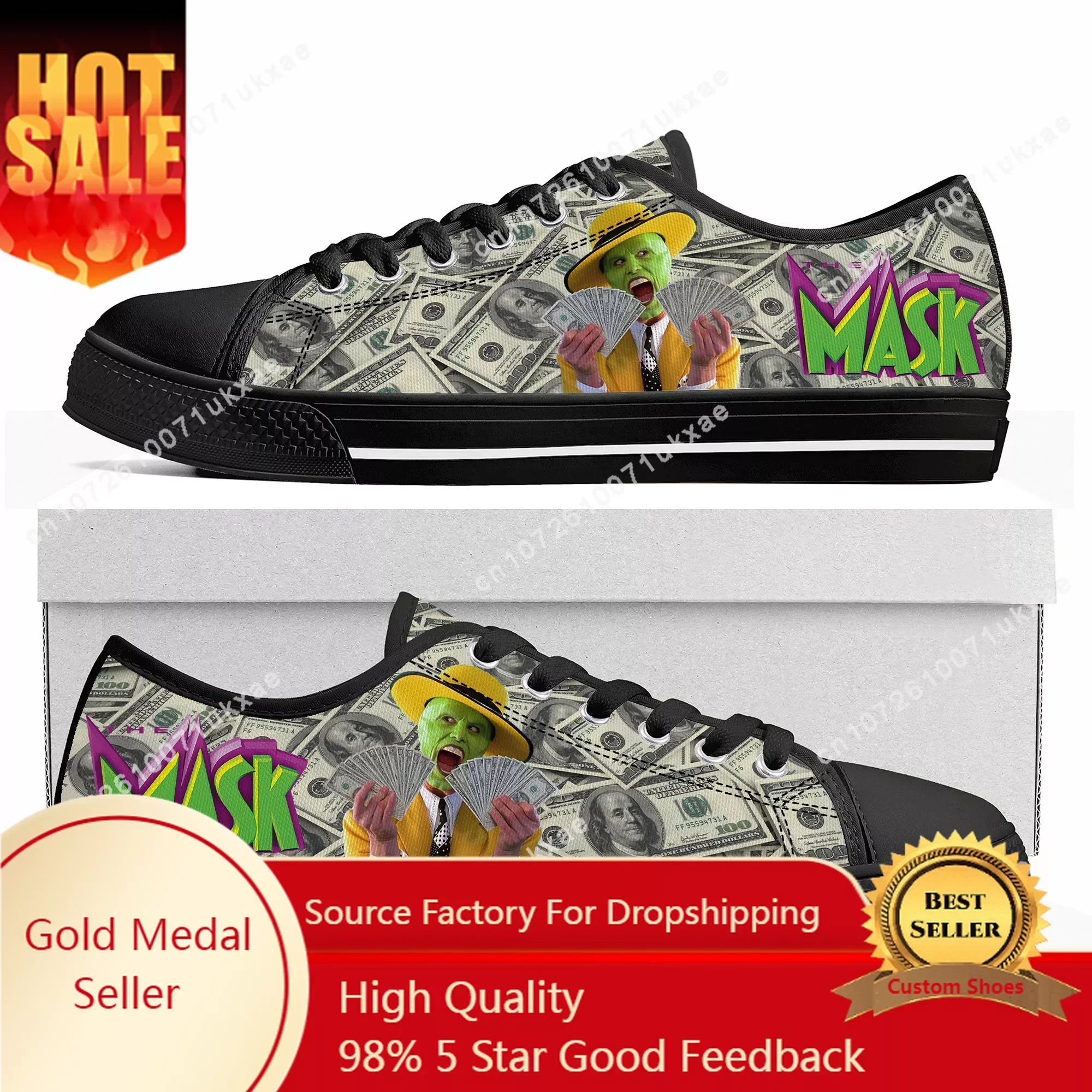 

The Mask Movie Low Top Sneakers Mens Womens Teenager Canvas High Quality Sneaker Casual Custom Made Shoes Customize DIY Shoe