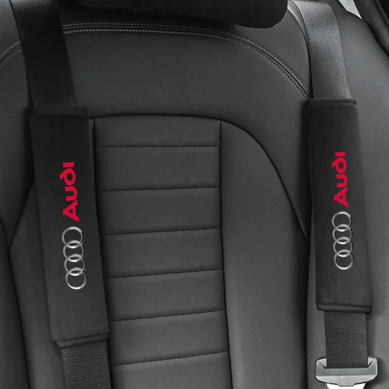 Car seat belt leather Shoulder Protector Safety Belt 2pcs for audi sport RS A1 A3 A4 B7 B8 A5 A6 A7 A8 Q3 Q5 Q7 Q8 TT view 2