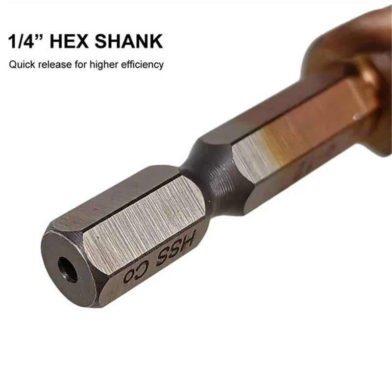 M35 5% Cobalt HSS Step Drill Bit for Metal HSS CO 4-12mm Hex Shank Stepped Drill Bits Cone Drilling Tool Hole Saw Milling Cutter