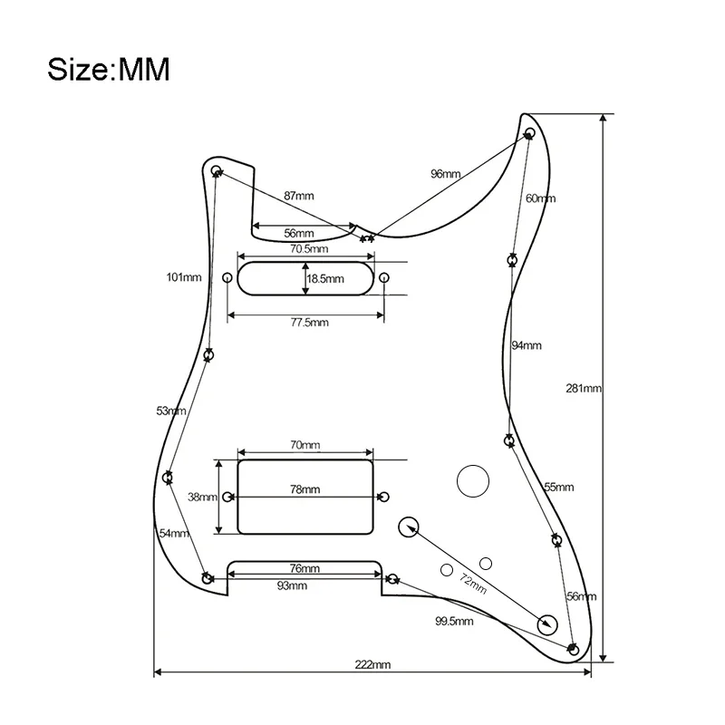 SH/HH Guitar Pickguard 3-Ply 11 Holes Anti-Scratch Plate Electric Guitar