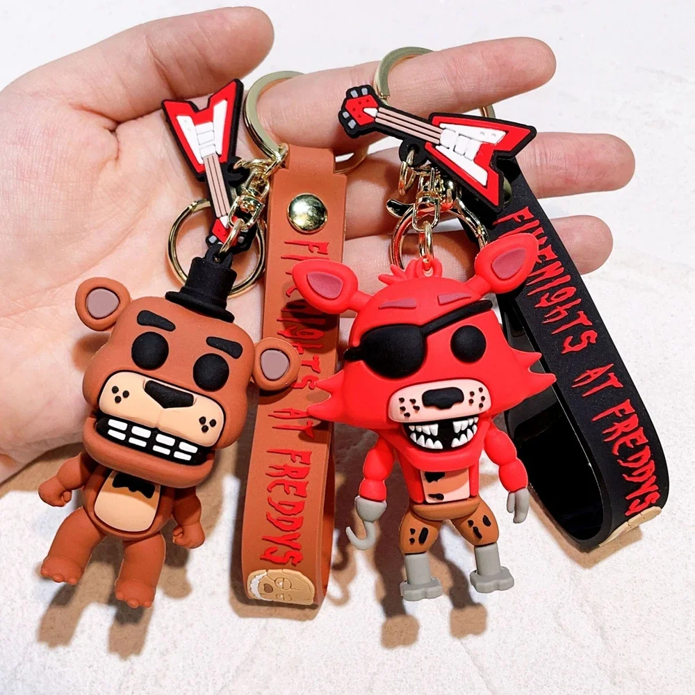 

5PCS Wholesale Cartoon Game Action Figure FNAF Freddy's Fazbear Bear Doll Model Toy Five Nights Freddy Keychain For Gift