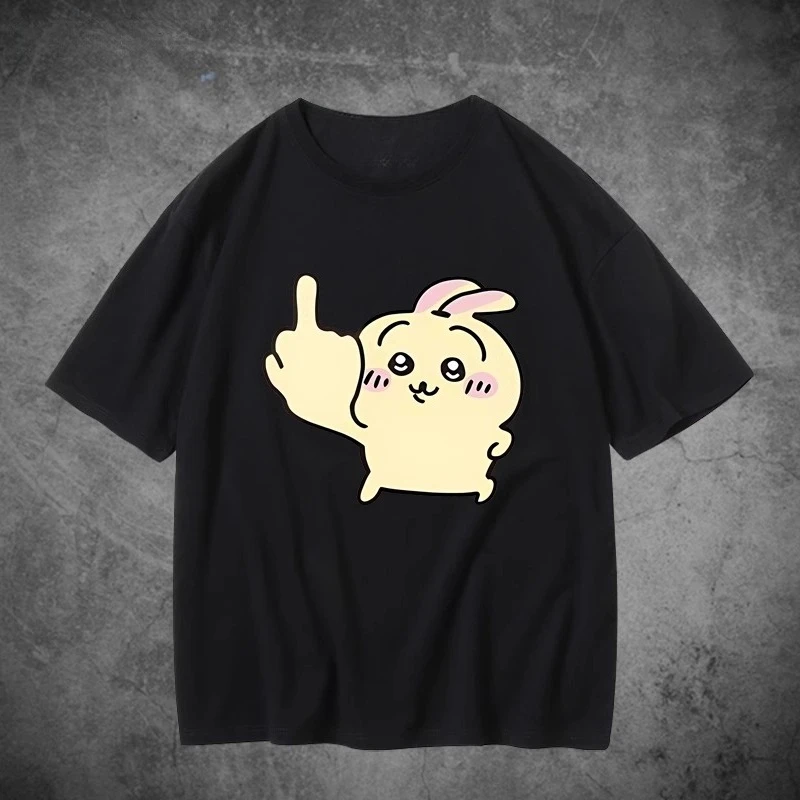 Chiikawa Cute Kawaii Anime Starry Tee Men's Women's Black Retro Cool Graphic Art Print Oversized Short Sleeve Streetwear Top