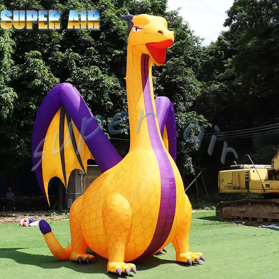 Globo de dragón dorado de aire animal de dibujos animados inflable publicitario personalizado para actividades de fiesta