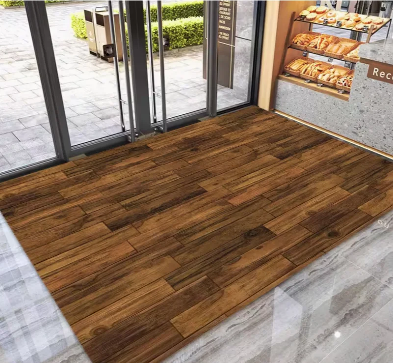 Modern Simple Wood Grain Texture Brown Large Area Rug Valentine's Day Halloween Decoration Living Room Bedroom Soft Carpet