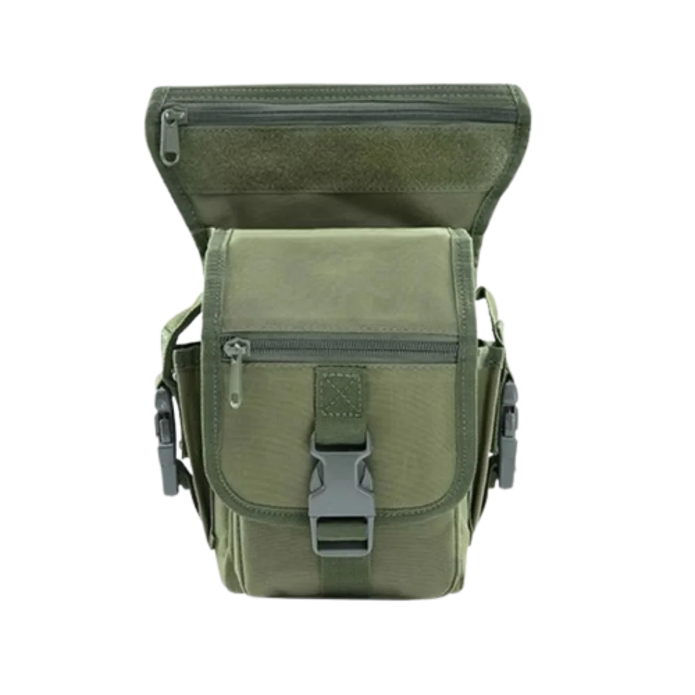 حقيبة متدلية مقاومة للماء بجيوب متعددة، حقائب خصر متينة لركوب الدراجات، حقيبة محمولة قوية بحزام الساق، حقيبة معدات خارجية