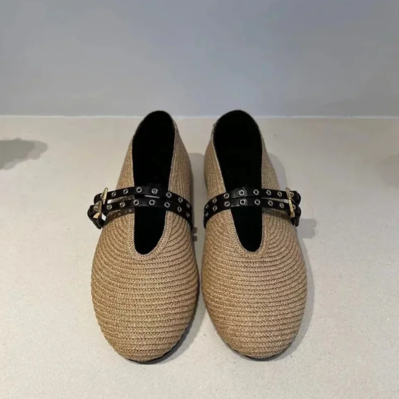 Fashion Fisherman\'s Shoes Weave Buckle Flat Shoes Retro Espadrilles Gladiator Shoes Breathable Mary Jane Causal Women Loafers