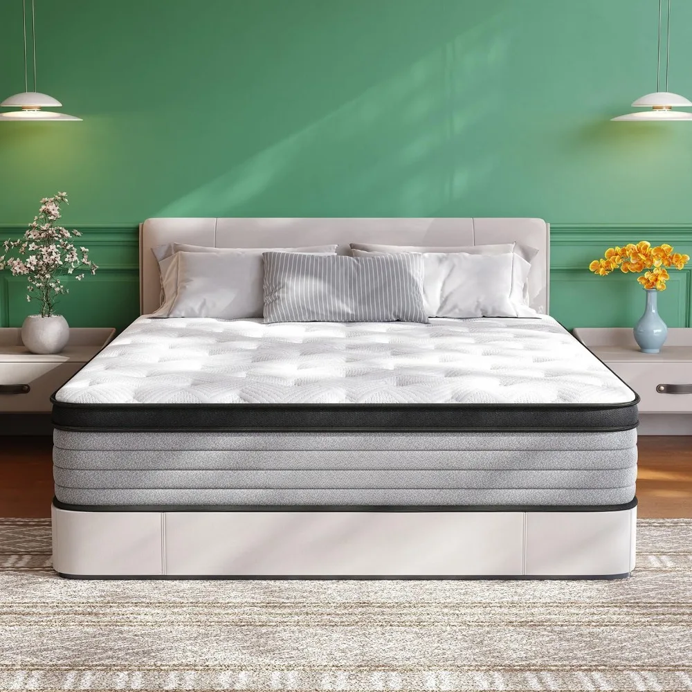 

Twin Mattress, 10 Inch Hybrid Matress with Memory Foam & Individual Pocket Springs, Twin Size Mattress in a Box, Medium Firm