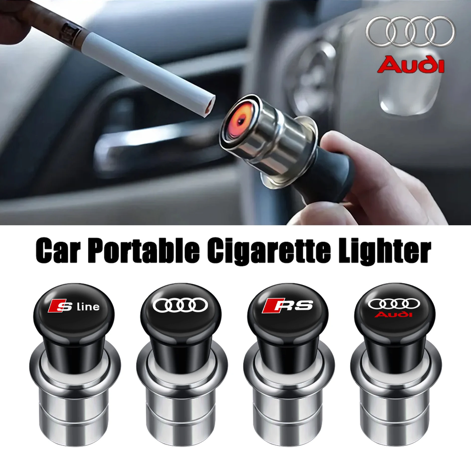 12V Portable Car Cigarette Lighter Power Socket Outlet Plug for Audi sline A4 B7 B8 B9 A3 8P 8V 8L A5 A6 C6 C5 C7 4F A1 A7 A8 Q2