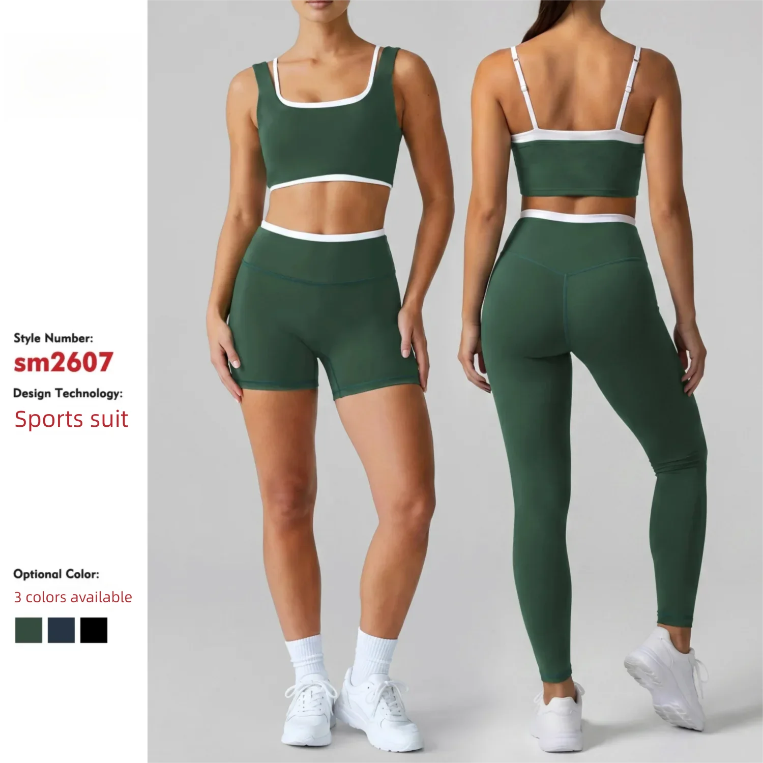 2026 Summer New Naked Feel Double Layer Color Block Fitness Set, Shockproof Gathered Beautiful Back Yoga Tank Top, High Waist H