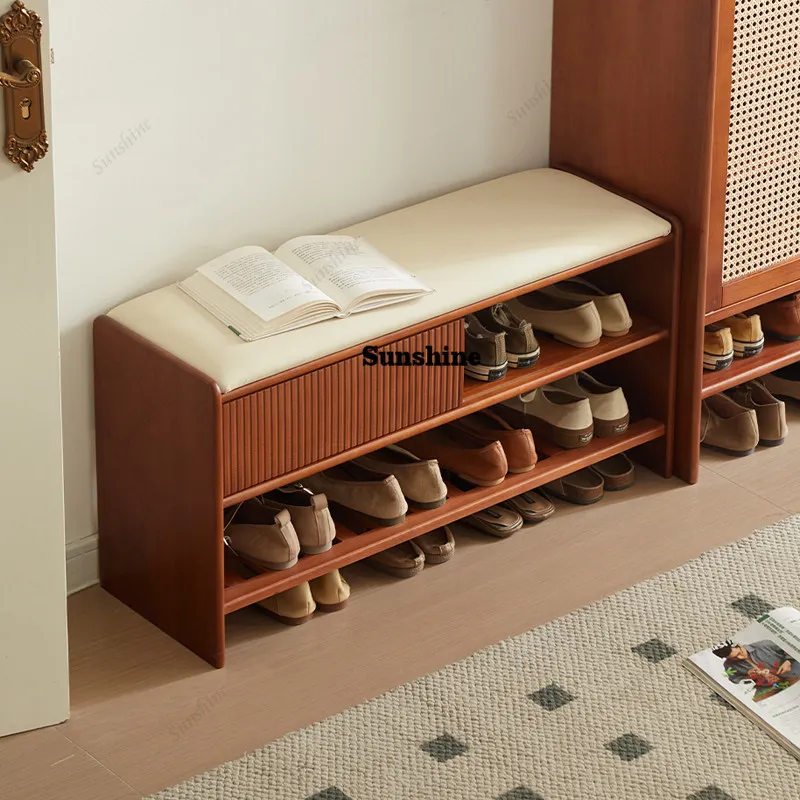 Wood Pouf Ottomans Space Saving Entryway Unique Living Room Salon Step Stool Stackable  Tabouret Lounge Suite Furniture