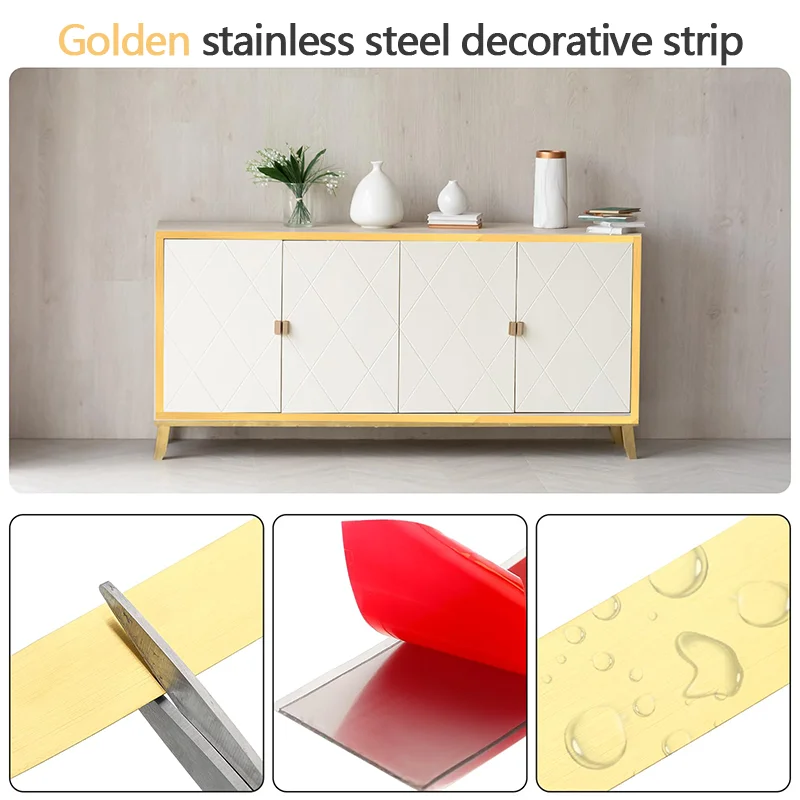 A Roll of 5M Long Stainless Steel Decorative Strip, Self-Adhesive Waterproof Matte Surface, Suitable for Indoor Decoration