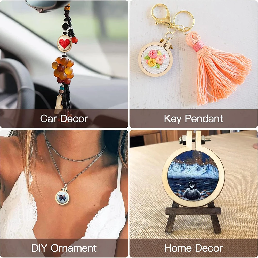 10Pcs/Set Wooden Mini Embroidery Hoop Ring Cross Stitch Frame Crafts DIY For Needle Arts Fabric Painting Wall Decoration - view 6