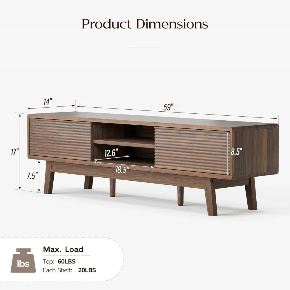 TV Console, Mid Century Modern Media Console for 55/60/65 Inch TV59