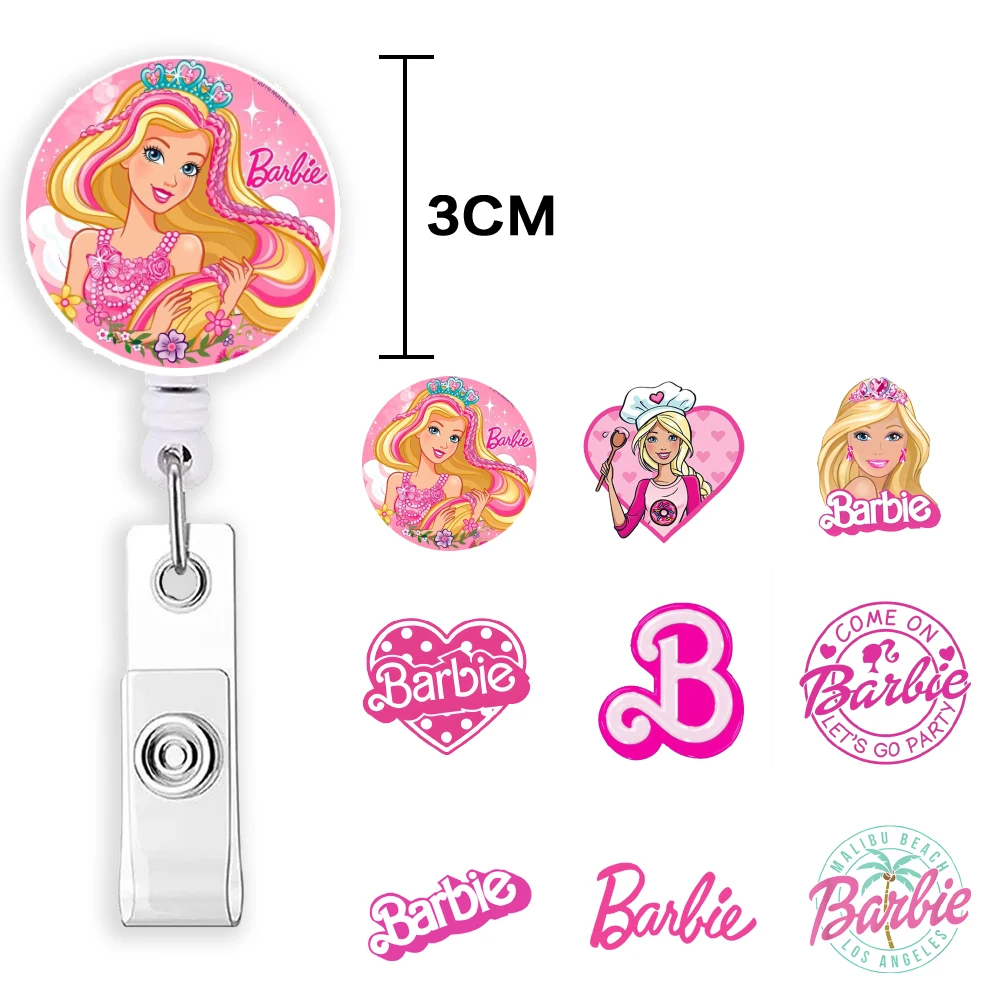 

Cartoon Barbie UV DTF Wraps Transfer Sticker DIY For Nurse Badge Reel Retractable ID Badge Holder With 360 Rotating Reel Clip